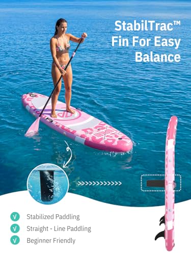 Niphean 10' Inflatable Paddle Board, Ultra-Light SUP for Beginners - color: Pink