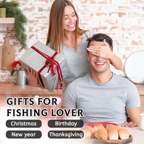 Fishing Coffee Mug, Fish Gifts for Dad, 40oz Tumbler, Fishing Gifts for Men with Handle and Straw, Christmas, Thanksgiving, Birthday Gifts for Fisherman, Party Supplies, Stainless Steel Cup