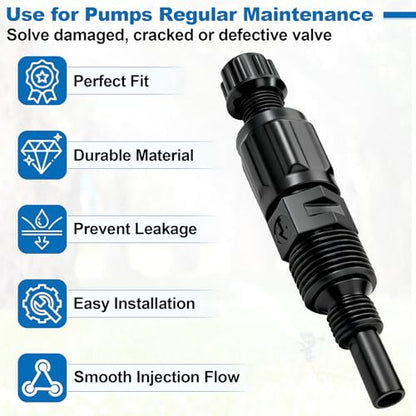 2-Pack 1/4-Inch UCDBINJ Injection Check Valve Replacement for Stenner Pumps, Fits for 45/85/100/170 Series, S128/S420/S10P/VX/S/SV Series, Classic Series Peristaltic Pump Parts