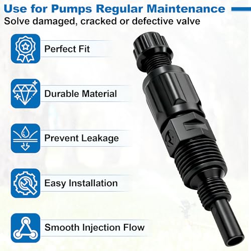 1/4-Inch UCDBINJ Injection Check Valve Replacement for Stenner Pumps, Fits for 45/85/100/170 Series, S128/S420/S10P/VX/S/SV Series, Classic Series Peristaltic Pump Parts