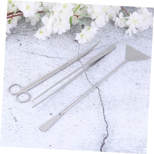 Mikikit 3pcs Aquarium Cleaning Tools Set Stainless Steel Scissors Tweezers Shovel for Fish Tank Maintenance Nonslip Handles for Easy Access Includes Storage Bag Silver