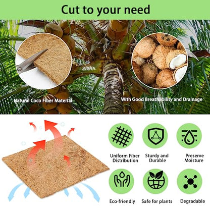 Thick Mulch Roll for Landscaping,120" x 6.5" Coconut Fiber Liner Mulch Mat with 16PCS U-Shaped Steel Stakes and Plant Ties Tape,Natural Coco Liner Pad Garden Edging Border Lawns Weed Barrier - size: 120IN x 6.5IN