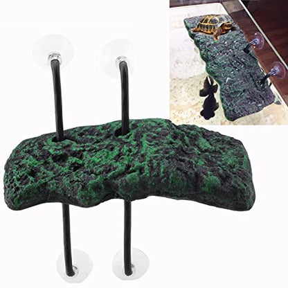 Turtle Climbing , Basking Automatic Floating Pier Terrapin Dock Reptile Ramp Terrarium Ornament with Suction Cup for Semi Aquatic Animals(L)