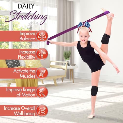 Cheer Stretching Strap for Flexibility Training and Stunt Practice | Durable Stretch Band to Improve Flexibility and Range of Motion, Essential Accessory for Cheerleaders - color: Purple