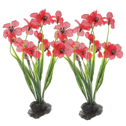 Toyvian Artificial Aquarium Plants, 2pcs Small Purple Crimson Fake Water Grass Plastic Decor Fish Tank Ornaments for Desktop Betta Fish Accessories