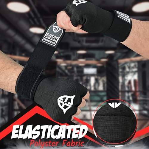 Inner Gel Gloves, Hook and Loop Closure, Breathable Wrist Wraps for Boxing and MMA Training, Black, 75cm - size: Large-X-Large
