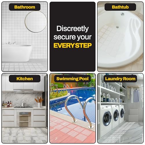 [Made in Korea] Ultra-Thin Bathtub Non Slip Stickers - Diamond Grip Anti Slip Shower Stickers with Strong Adhesive for Elderly, Safety Use (10)