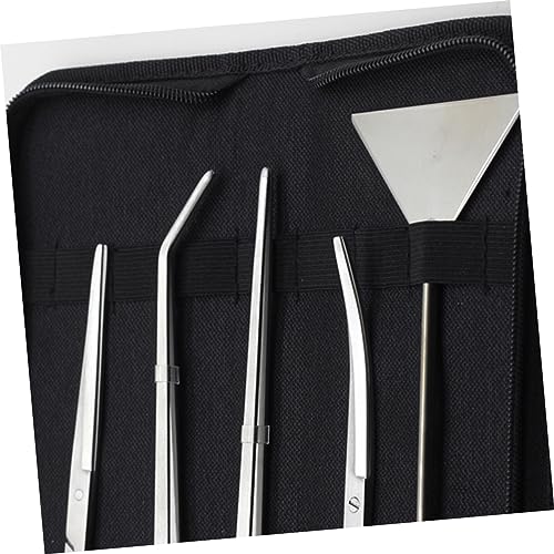balacoo 5pcs Stainless Steel Aquarium Maintenance Tool Includes Scissors Tweezers Sand Scraper for Aquascaping for Freshwater Plants Comes with Canvas Storage Bag