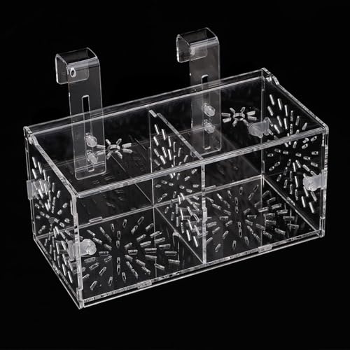 Acrylic Transparent Fish Tank Isolation Box, Aquarium Breeding Incubator Holder with Suction Cup and Hook, Adjustable Height for Tropical Fish Hatchery (20CM*10CM*10CM) - size: 20CM*10CM*10CM