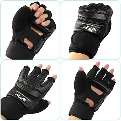 Punch Bag Training Gloves, LangRay MMA Grappling Gloves for Sparring Martial Arts Boxing Training for Adults and Kids - size: Large, style: Taekwondo Black