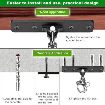 Dolibest Heavy Bag Hangers Brackets, Punching Bag Hangers, Heavy Bag Ceiling Mount for Body Weight Strength Training Systems, Aerial Yoga Swing & Hammock, Resistance Band - color: 4 Holes Punching Bag Hanger With Chain