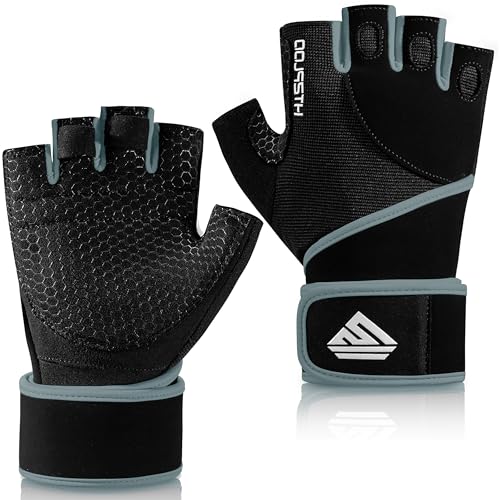 Workout Gloves Gym Gloves Weight Lifting Gloves for Men Women with Full Palm Pad,Strong Wrist Wraps Support,Enhanced Grip,for Fitness,Training,Weightlifting,Exercise - color: Black&Grey, size: Medium