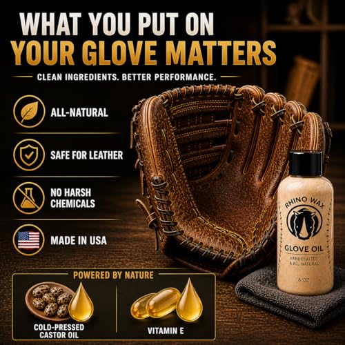 Rhino Wax Premium Baseball Glove Oil for Break-in & Glove Conditioning