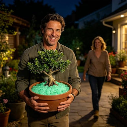 Garden Glow Rocks - Vibrant Night Light Landscape Stones, Weather-Resistant Aquarium Gravel Set, Decorative Walkway Lighting, Rigid Polymer Accessory Case Frame | for Courtyard Flower Bed