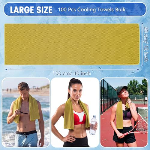 Hosuly 100 Pack Cooling Towels, 40"x12" - color: Yellow