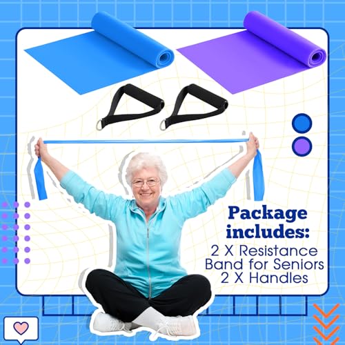 2 Pcs Resistance Band with Handles for Seniors - color: Blue, Purple