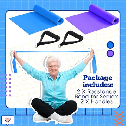 2 Pcs Resistance Band with Handles for Seniors - color: Blue, Purple
