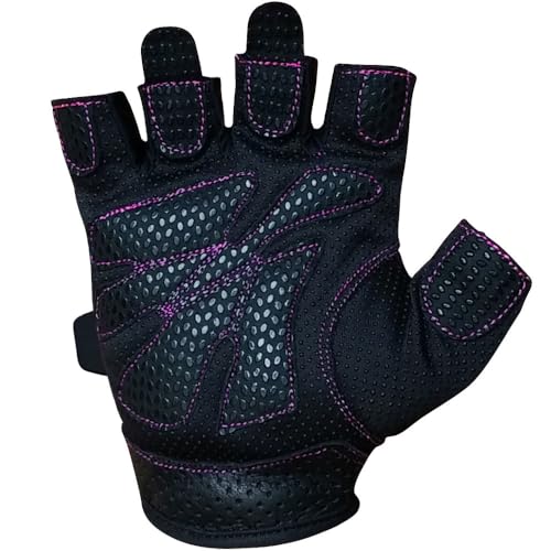 Meister Women's Fit Grip Weight Lifting Gloves w/Washable Amara Leather - color: Black / Pink, size: Medium
