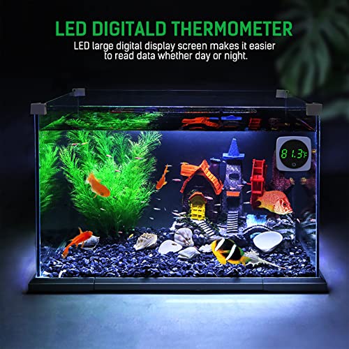 Aquarium Thermometer, LED Digital Fish Tank Thermometer, White | 5s Refresh, High Accurate to ±0.9℉, 8000+ Hours Lifespan, Thermometer for Fish tank, Betta, Axolotl, or Aquatic Pet