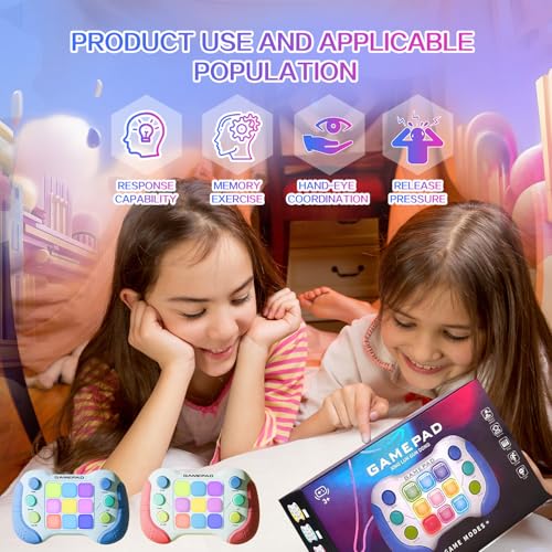 Christmas Fast Push Game Fidget Toys Handle, Upgraded Flashing Quick Press Games Pro for Kids, Speed Push Light Up Fidget Game, Educational Handheld Console Gamepad Toy for Boys Girls - style: Grey