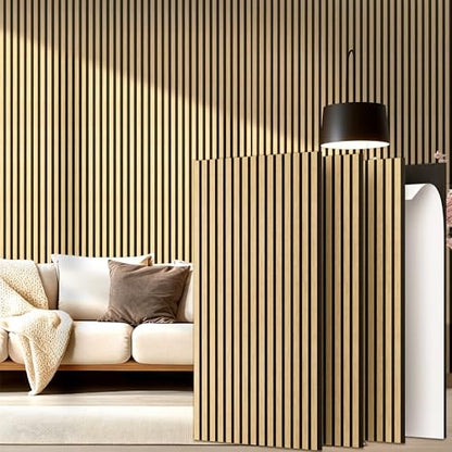 4-Pack Wood Veneer Acoustic Wall Panels,47.2"×23.6" Self-Adhesive Backing Sound Absorbing Panels,Decorative Sound Proof Panels for Walls Decor, Office, Recording Studio, Home (Burlywood Veneer)