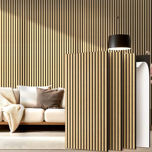 4-Pack Wood Veneer Acoustic Wall Panels,47.2"×23.6" Self-Adhesive Backing Sound Absorbing Panels,Decorative Sound Proof Panels for Walls Decor, Office, Recording Studio, Home (Burlywood Veneer)