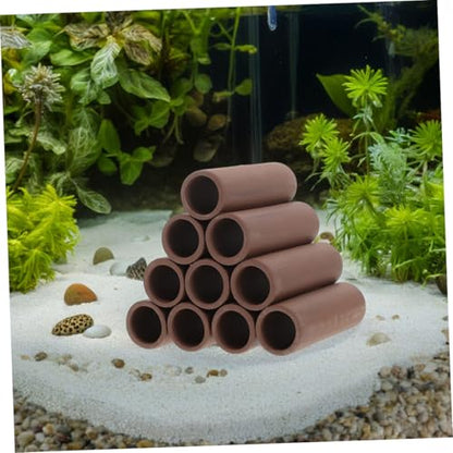 2pcs Pottery Shrimp Shelter Aquarium Spawning Tube Hideout for Shrimp Breeding Elegant Fish Tank Decor Easy to Install Habitat for Aquatic Pets