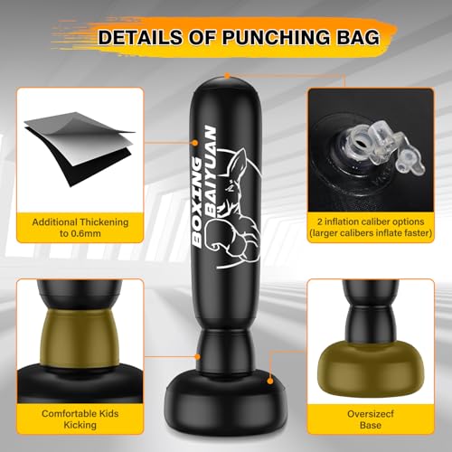 BaiYuan Inflatable Freestanding Punching Bag with Stand - size: 71"