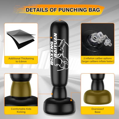 BaiYuan Inflatable Freestanding Punching Bag with Stand - size: 71"