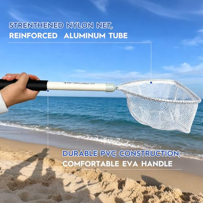 Compact Baitwell Net for Live Bait – Soft Nylon Mesh, Aluminum Frame, EVA Non-Slip Grip & Anti-Drop Rope