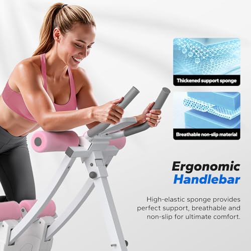 MERACH Ab Machine, Adjustable Ab Trainer Machine - color: White&PINk, size: large