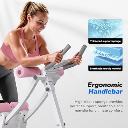 MERACH Ab Machine, Adjustable Ab Trainer Machine - color: White&PINk, size: large
