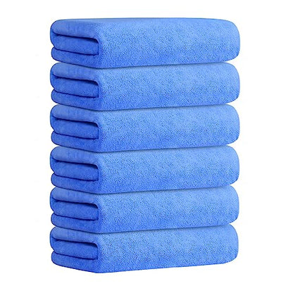 JML Bath Towel, Microfiber, 6 Pack, 30" x 60", Blue - color: Microfiber Blue, size: 6 Pack (30 in x 60 in)