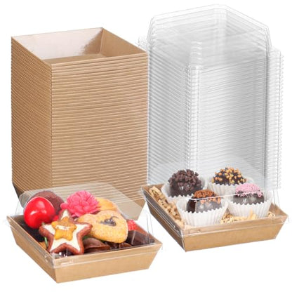 TMLQPACK 100Pack 4Inches Charcuterie Boxes with Chocolate Covered Strawberries Boxes - color: Brown