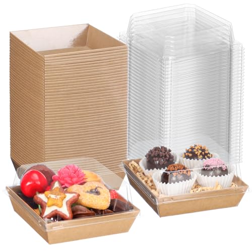 TMLQPACK 100Pack 4Inches Charcuterie Boxes with Chocolate Covered Strawberries Boxes - color: Brown