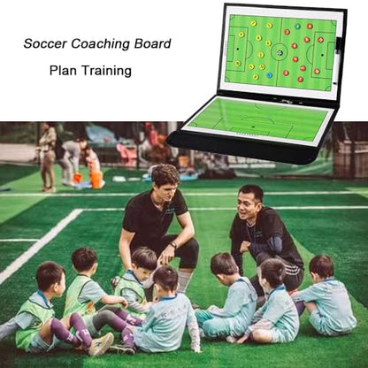 Soccer Coaching Board, Magnetic Soccer Clipboard for Coaches, Football Foldable Board with Dry Erase, Marker Pen
