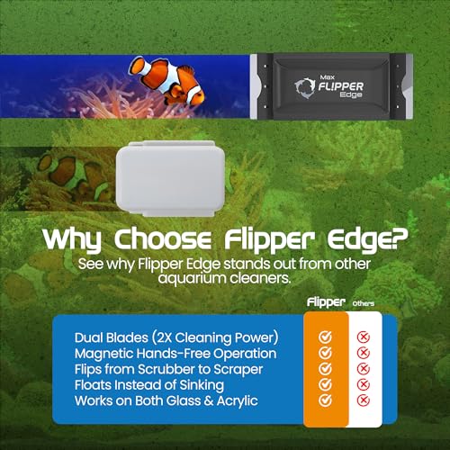 Flipper Edge 2-in-1 Scrubber Scraper Floating Magnetic Fish Tank Aquarium Cleaner with Dual Blades - Efficient Glass & Acrylic Aquarium Cleaning Tools (MAX)