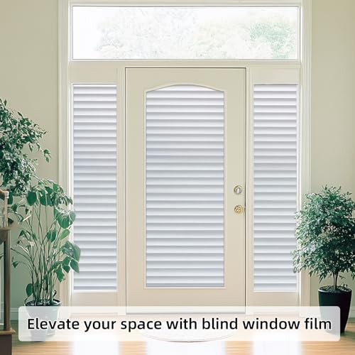 Window Film Window Privacy Film, Anti UV Removable Frosted Privacy Film, Static Cling Glass Film No Glue Window Sticker for Bathroom Bedroom Office (17.4 x 78.7 inch)，Blinds Pattern - color: Blinds Pattern (Dp040), size: 17.4 x 78.7 inch