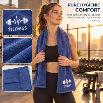 Microfiber Gym Bench Towel with Fitted Corner Hood, Indigo - color: Indigo