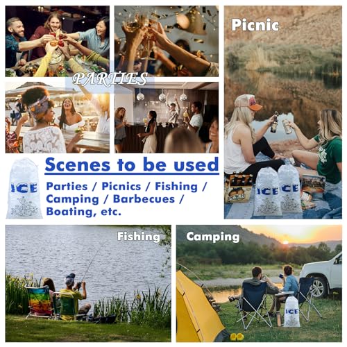 150 Pack Ice Bags with Drawstring Ice Bags for Ice Machine Thick Plastic Bags for Ice Reusable Ice Storage Bags Portable Heavy-Duty Ice Cub Bags for Freezer, 5+10LB - style: 5 lb + 10 lb