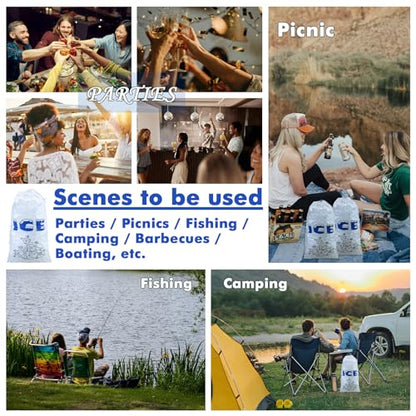 150 Pack Ice Bags with Drawstring Ice Bags for Ice Machine Thick Plastic Bags for Ice Reusable Ice Storage Bags Portable Heavy-Duty Ice Cub Bags for Freezer, 5+10LB - style: 5 lb + 10 lb