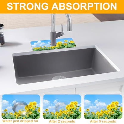 2 Pack Faucet Mat for Kitchen Sink Splash Guard Bathroom 15.5"X5.5"