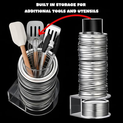 2 Pack Mason Jar Lid Organizer Wide & Regular Mouth Storage Rack for Canning Jar Lids and Rings Acrylic Vertical Storage Holder Kitchen Organization & Tumbler Lids