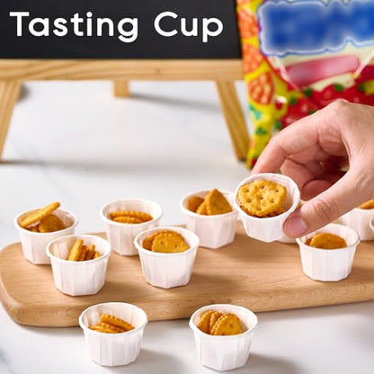 LITOPAK 1000 Pack 1 oz Paper Souffle Cup, Disposable Paper Medicine Cup for Tasting Pills, Food Dessert, and Condiments - style: White-1oz-1000