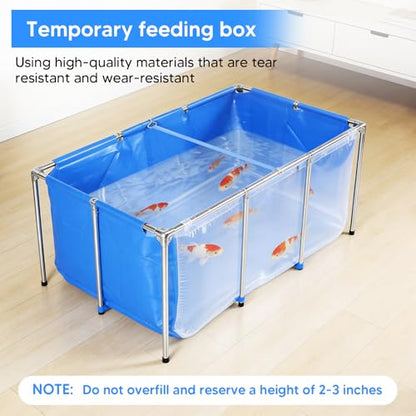 Generic Rectangular Goldfish Tank with Frame & Drain Valve Transparent Fish Pond Clear Viewing Panel for Fish Breeding & Garden Display