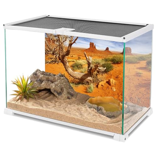 AWERT 30x12 inches Reptile Habitat Background Orange Desert Terrarium Background Durable Polyester Background - size: 30x12in/75x30cm