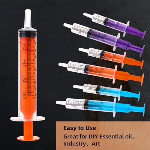 40pcs 10ml Syringes with Caps for Industry Lab Pet Feeding (Orange)