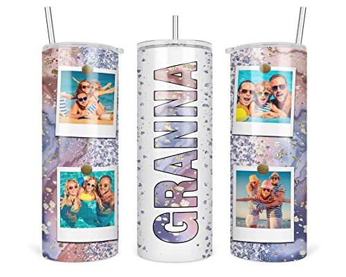 Granna Tumbler With Pictures Personalized Skinny Tumbler - Gift For Granna - Photo Tumbler Gift For Mother Grandmother - Granna Gifts From Kids Grandkids - Mothers Day Gift - Custom Granna Travel Mug