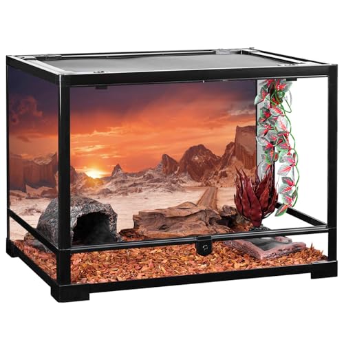 AWERT 72x18 inches Sun and Desert Terrarium Background Orange Reptile Habitat Background Durable Polyester Background - size: 72x18in/180x45cm