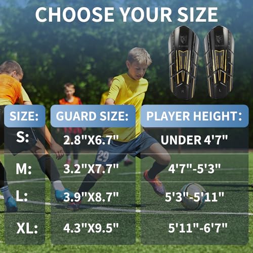 K-Shield Soccer Shin Guards with 2 Pairs Sock Sleeves for Kids Youth Adults - size: M:4'7"-5'3"